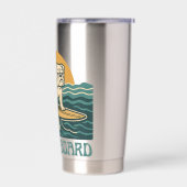 Gourde Isotherme Get On Board Surfer Dog Retro Art -Bulldog Surfing (Gauche)