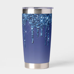 Gourde Isotherme Goutte de paillettes bleues saphir