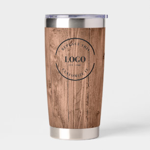 Gourde Isotherme Grain de bois rustique marqué du logo du site Web