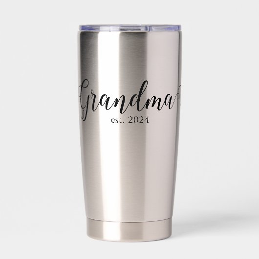 Gourde Isotherme Grandma Est Modern Black Script Custom Date (Extérieur)