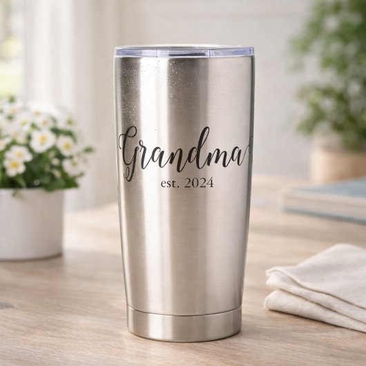 Gourde Isotherme Grandma Est Modern Black Script Custom Date