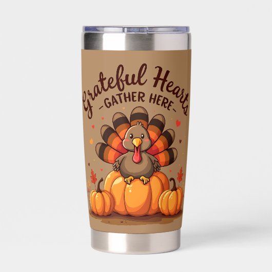 Gourde Isotherme Grateful Hearts Thanksgiving Turkey (Couvercle)