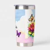 Gourde Isotherme Grenouille personnalisée avec fleurs sur Lilypad (Gauche)