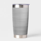 Gourde Isotherme Gris Monogramme Élégant (Gauche)