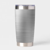 Gourde Isotherme Gris Monogramme Élégant (Couvercle)