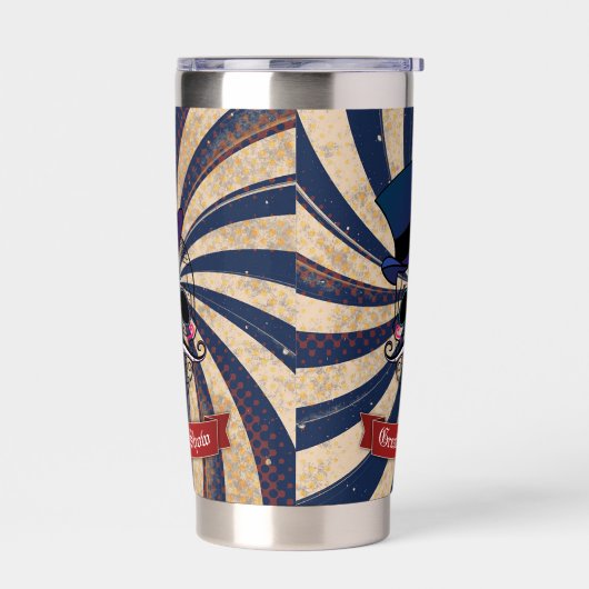 Gourde Isotherme Grunge Circus Sugar Skull Ringmaster Custom Text (Gauche)