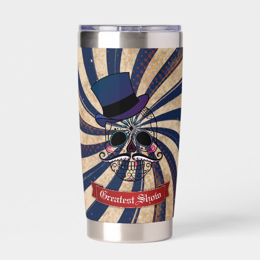 Gourde Isotherme Grunge Circus Sugar Skull Ringmaster Custom Text (Couvercle)