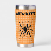 Gourde Isotherme Halloween Spider in Cobweb Orange Gingham Plaid (Couvercle)
