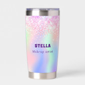 Gourde Isotherme Holographe rose nom personnalisé entreprise (Extérieur)