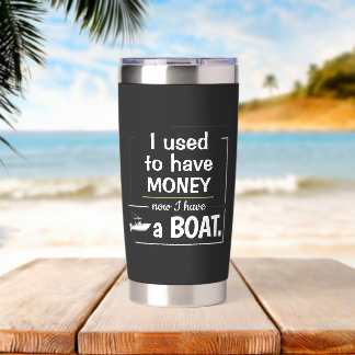 Gourde Isotherme Humour de propriétaire de bateau Typographie minim