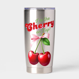 Gourde Isotherme I'm the Cherry on Top - Cerises à boucle rose