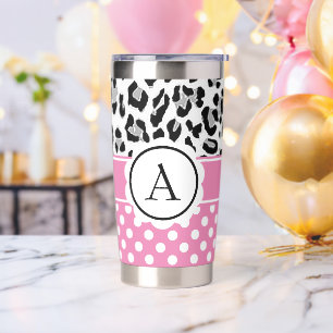 Gourde Isotherme Imprimé monogramme à pois et animaux girly