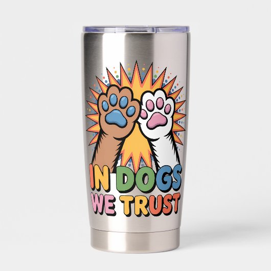 Gourde Isotherme In Dogs We Trust Pop Art Paws Dog Lover Gift (Extérieur)