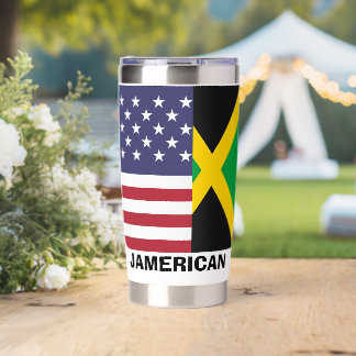 Gourde Isotherme Jaméricain , Drapeau américain jamaïcain ,4 juille