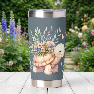 Gourde Isotherme Jardin de Cottage Tortue Aquarelle