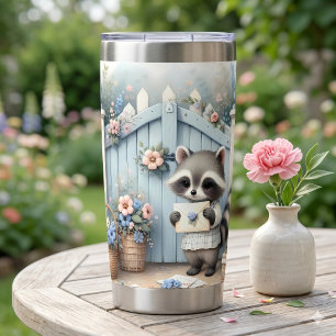 Gourde Isotherme Jardin de lettres au Raton laveur pastel
