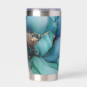 Gourde Isotherme Joli Aqua bleu violet or Floral (Couvercle)