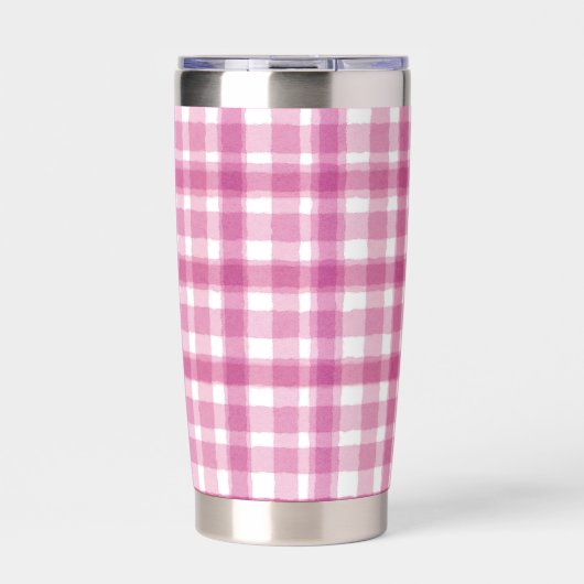 Gourde Isotherme Joli Plaid Rose (Extérieur)