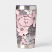 Gourde Isotherme Joli Pretty rose-Grey en 3D Papes Flower Girl (Extérieur)