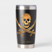 Gourde Isotherme Jolly Roger Pirate Gold Custom (Couvercle)