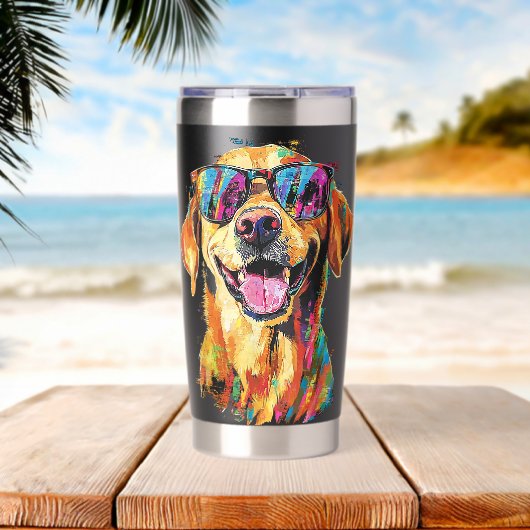 Gourde Isotherme Labrador Retriever Dog Pet Art Sunglasses Labrador (Plage (pivotée))