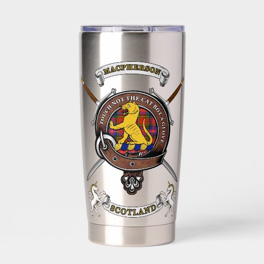 Gourde Isotherme MacPherson Clan Badge Tartan & Swords (Extérieur)