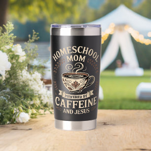 Gourde Isotherme Maman école à la maison propulsée par la caféine e