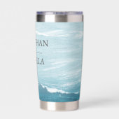 Gourde Isotherme Mariage d'été au bord de la mer bleue ondulée ombr (Couvercle)