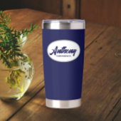 Gourde Isotherme Marine Blue Stylisé Mariage Groomsman