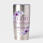 Gourde Isotherme Matthew 19:26 Possible with God Purple Floral (Extérieur)