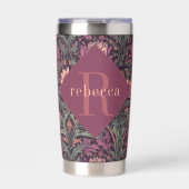 Gourde Isotherme Mauve Green Floral William Morris Elegant Monogram (Extérieur)