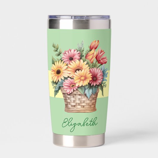 Gourde Isotherme Meilleure belle-fille jamais fleurs gerbera vert (Couvercle)