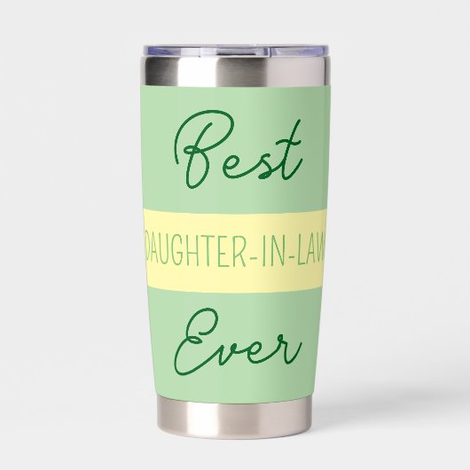 Gourde Isotherme Meilleure belle-fille jamais fleurs gerbera vert (Extérieur)