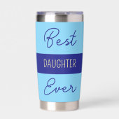 Gourde Isotherme Meilleure fille jamais fleurs gerbera bleu (Extérieur)