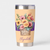 Gourde Isotherme Meilleure petite-fille jamais gerbera fleurs orang (Couvercle)