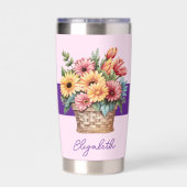 Gourde Isotherme Meilleure soeur jamais gerbera fleurs rose (Couvercle)