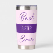 Gourde Isotherme Meilleure soeur jamais gerbera fleurs rose (Extérieur)