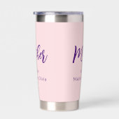Gourde Isotherme Mère Aimée Par Les Enfants Noms Pink Purple Script (Gauche)