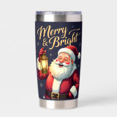 Gourde Isotherme Merry Bright Santa Holding Lantern Illustration (Couvercle)