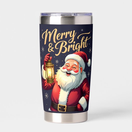 Gourde Isotherme Merry Bright Santa Holding Lantern Illustration (Extérieur)