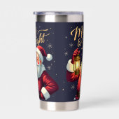 Gourde Isotherme Merry Bright Santa Holding Lantern Illustration (Gauche)