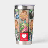 Gourde Isotherme Modern 12 Photo Collage Family Name Monogram Red (Gauche)