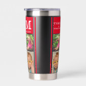 Gourde Isotherme Modern 12 Photo Collage Family Name Monogram Red (Gauche)