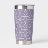 Gourde Isotherme Modern Purple Geometric Cubes Pattern Monogram (Gauche)