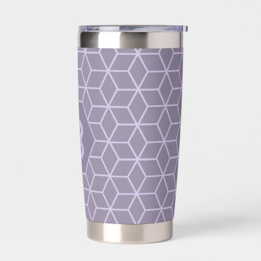 Gourde Isotherme Modern Purple Geometric Cubes Pattern Monogram (Gauche)