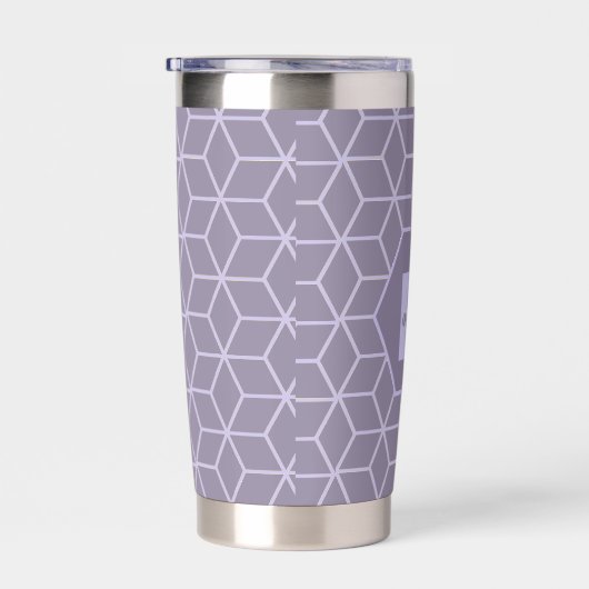 Gourde Isotherme Modern Purple Geometric Cubes Pattern Monogram (Gauche)