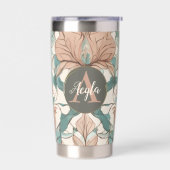 Gourde Isotherme Moderne Elégant Botanique Rose Floral Damask (Gauche)