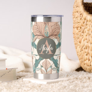 Gourde Isotherme Moderne Elégant Botanique Rose Floral Damask