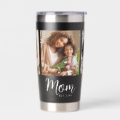 Gourde Isotherme Mom Established Date 3 Photo White Script on Black (Gauche)