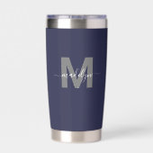 Gourde Isotherme Monogramme de nom bleu marine (Couvercle)